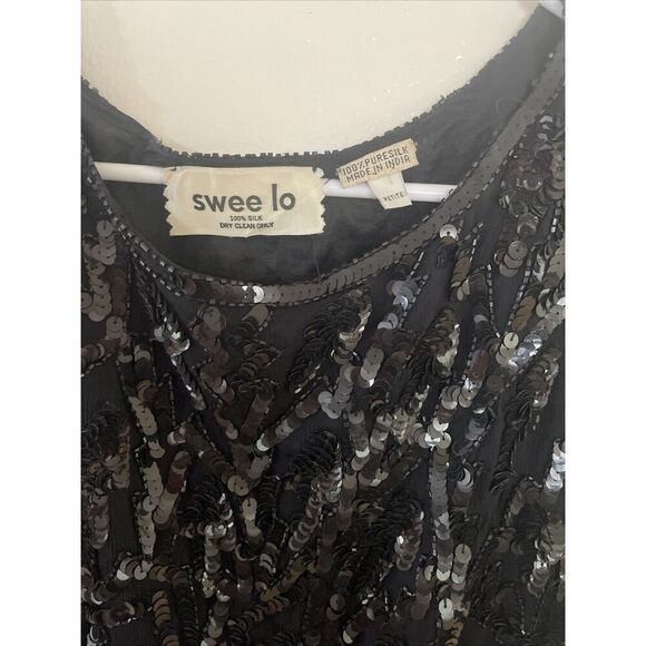 Vntg. Swee Lo black silk sequins dress - Picture 7 of 7